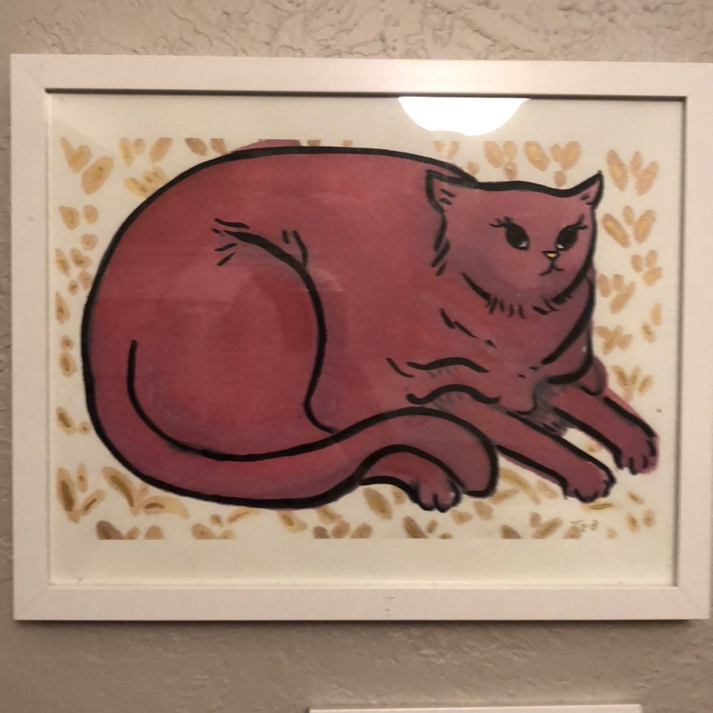 Original mixed media cat print 14x11 inches